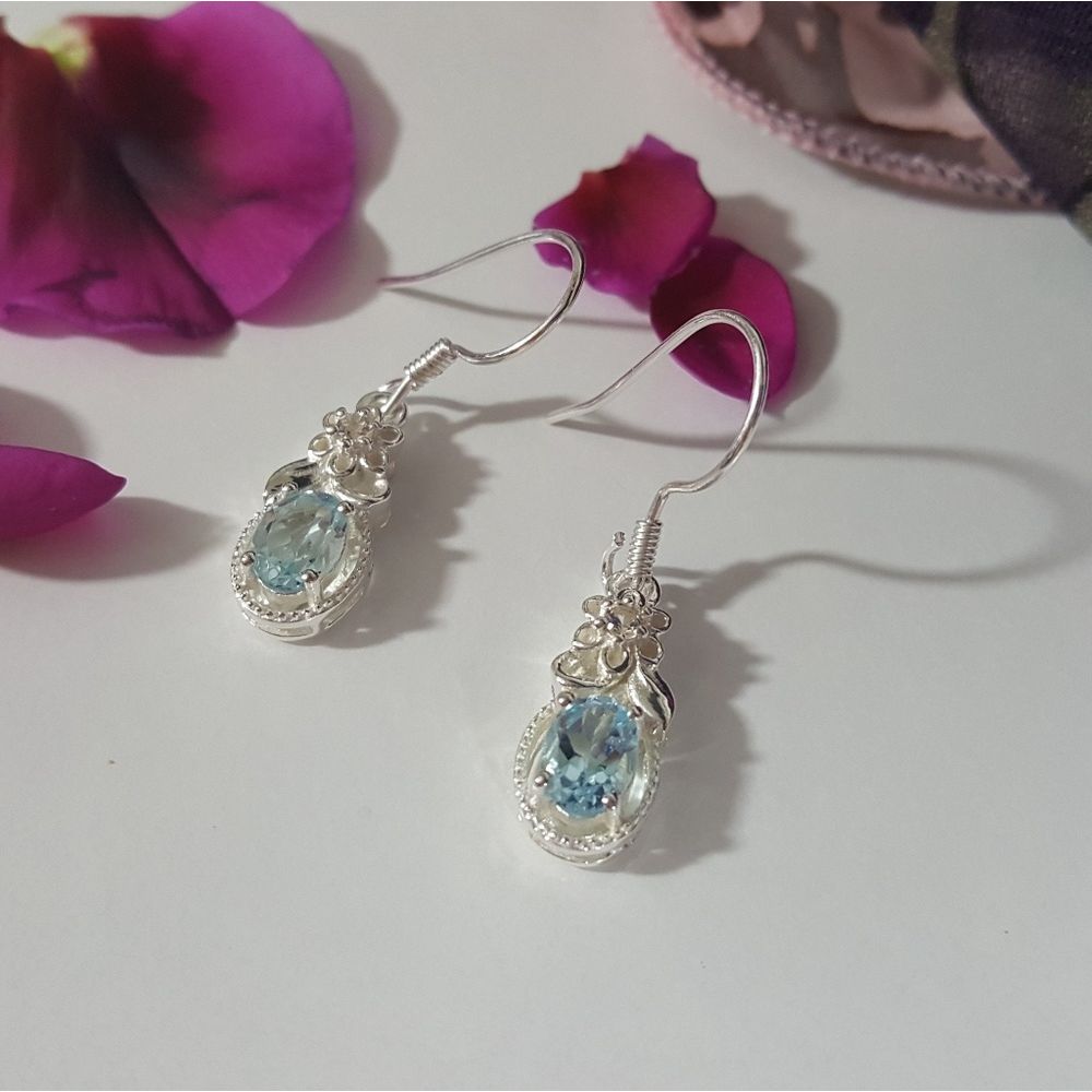 Sky Blue Topaz Dangle Earrings